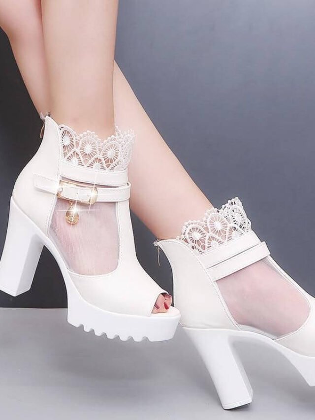 white sandals with heels